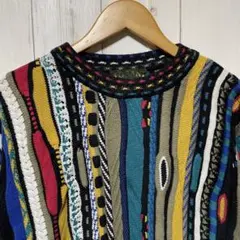 90s TOSANI カナダ製 3D 立体 マルチカラー ニット ビッグサイズ