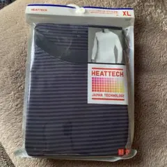 ユニクロ ヒートテッククルーネックT メンズ XLサイズ ボーダーブルー