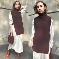 美品 Ameri WAVE COLLAR SHORT VEST グレー S - メルカリ