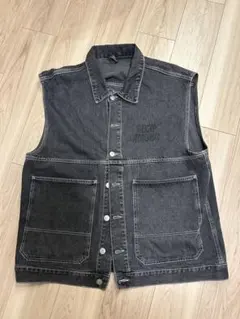 ZARA ザラ ウォッシュドブラック デニムベスト ジレ ワークベスト