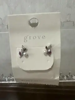 grove パールと紫色のストーン ピアスのサムネイル