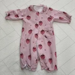 いちご柄フリースロンパース　50-70