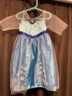 エルサ　水色 雪の結晶刺繍ドレス 110cm