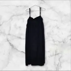 黒キャミワンピース ロング丈 サイズ表記無し コットン素材100%