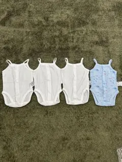 コットンメッシュインナーボディスーツ（キャミソール）ホワイト・ブルー4点セット