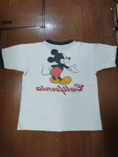 希少 80s 90s ディズニー USA製 ミッキー リンガーTシャツ 手書き 
