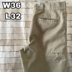 ディッキーズ ダブルニー ワークパンツ 刺繍 ベージュ 36×32