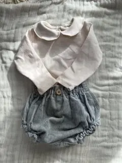 MONBEBE 襟付きロンパース かぼちゃパンツ