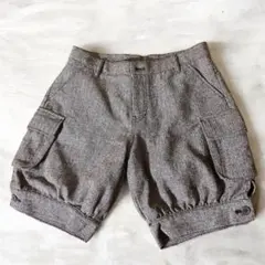 【美品】ヘリンボーン カーゴショーツ 裾ボタン Sサイズ