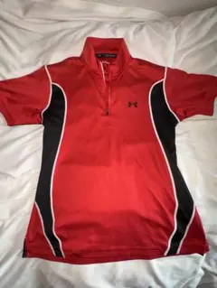 UNDER ARMOUR レッド ジップアップゴルフシャツ　半袖
