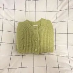 処分のため値下げします︎；；GU グリーン ケーブルニット カーディガン M