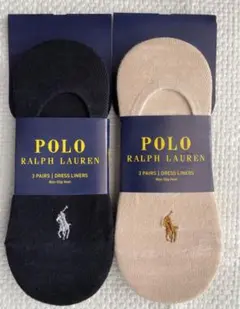 ポロラルフローレン レディースフットカバー 靴下,ブラック3足とベージュ3足