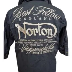 Norton 半袖シャツ ビッグカラーオール 刺繍 ブラック Lサイズのサムネイル