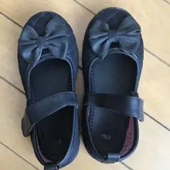 リボン付き黒フォーマルシューズ 19.0