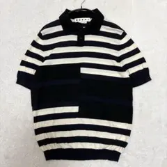 【美品】マルニ ニットポロ マルチパターンボーダー Lサイズのサムネイル