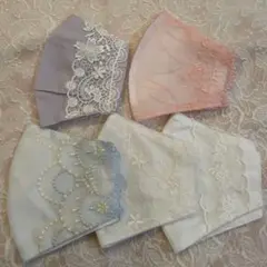 J3☆ラベンブルー☆チュール☆ちょうちょ刺繍レース☆ハンドメイド