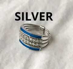 ヴィンテージ　ジルコニア　シルバー　リング　SILVER　エナメル　4連