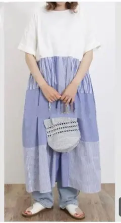 ♥専用♥☆サマンサモスモス☆接触冷感パッチワークドッキングワンピース