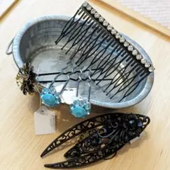 髪飾り５点／クリップ、ピン、くし型／未使用〰新品未使用タグ付き