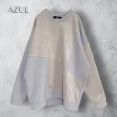 【AZUL アズール】　フェイクスウェード切替トレーナー　洗える　メンズ　グレー
