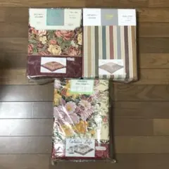 未使用 こたつカバー 3点セット レトロ 花柄 ストライプ A028のサムネイル