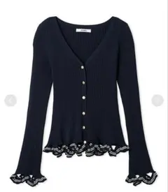 スナイデル　SNIDEL ボーダーフリルカーディガン