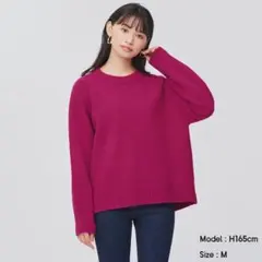パフィータッチオーバーサイズクルーネックセーター　GU