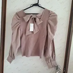 ★INGNI★イング★異素材バックリボントップス★モカ★ブラウン★茶色★M★新品