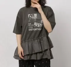 ニコアンド niko and… 布帛コンビフリルロックTシャツ Mサイズのサムネイル