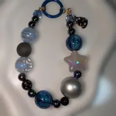 ハンドメイド ネコチャーム付き携帯ストラップ