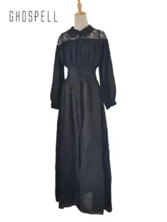 ゴスペル 襟付き レース ドッキング 切り替え ロング ワンピース