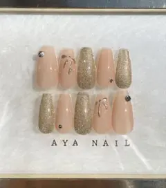 ヌーディー　ミラーリボン　オフィスネイル