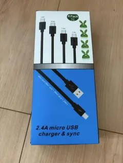 【4本セット】Micro USBケーブル 急速充電 2.4A ケーブルホルダー付