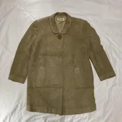 きれいめ クラシカル ツイード調ロングコート 9AR ベージュ系 レトロ古着