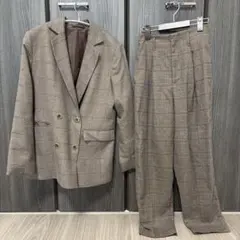 ブラウン系チェック セットアップ