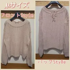 【美品】背中編上げニット ピンク Mサイズ
