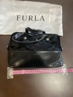 未使用　フルラ　黒ハラコ　ミニバッグ　バニティバッグ