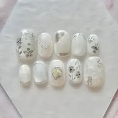 126.Veil 【現品あり】 ネイルチップ サイズオーダー可