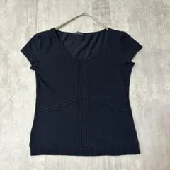 D792 美品 Max Mara 半袖 カットソー M 濃紺 ストレッチのサムネイル
