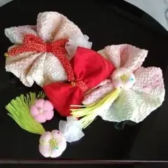 髪飾り　七五三　着物リメイク　ヘッドドレス　アンティーク　かんざし【☆正絹絞り】