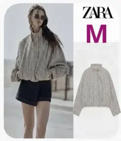 ZARA チェック柄ボンバージャケット Mのサムネイル