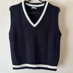 ネイビー Vネック ニットベスト