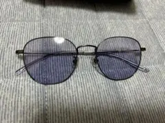 メタルフレーム 紫色レンズ サングラス ケース付き