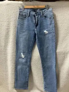 ◆美品◆ストレッチスキニーデニム ライトブルー ダメージジーンズw30