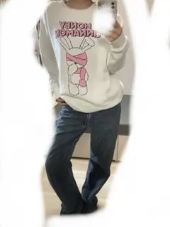 HONEY CINNAMON うさぎプリント スウェット
