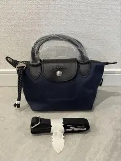 ロンシャン　ル プリアージュ エナジー XS トップハンドルバッグ　ネイビー