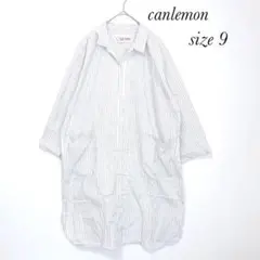 シャツ ワンピース ストライプ柄 7分袖 大きめ レディース サイズ9 M