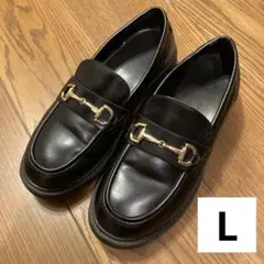 gu ボリュームソールビットローファー レディース L ブラック