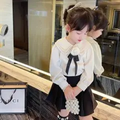 女の子 ブラウス シャツ コサージュ リボン 卒園式 入学式 発表会 110