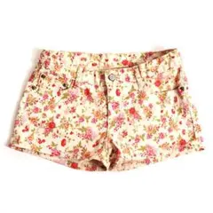 【新品】花柄 ショートパンツ ショーパン ホットパンツ ベージュ M